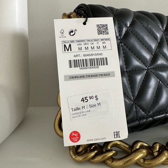 Zara Black Clutch with Gold Chain Strap - Picture 7 of 9